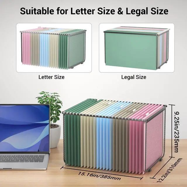 Alt view image 4 of 7 - Hanging File Folder Frame Set of 2, Metal Mesh Hanging File Organizer, Hanging File Folders Legal/Letter Size for Hanging Folders Office File Organizer for Desk