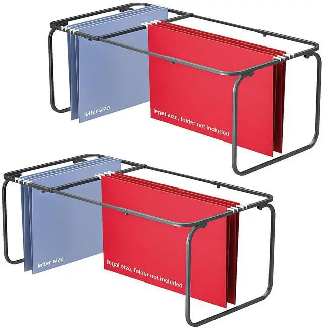Main image of 2 Sets Upgraded Adjustable Hanging File Folder Frame,Legal/Letter Size,Length Adjusted 16 to 25 inches,Heavy Duty Steel File Drawer/Cabinet Organizer Insert, Hanging Folder Holder,12.598" W X 9.45" H
