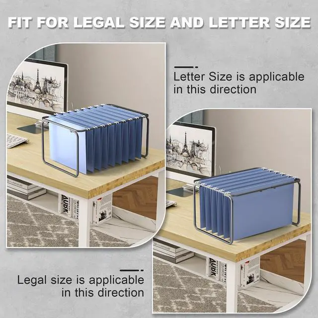 Alt view image 4 of 7 - 2 Sets Upgraded Adjustable Hanging File Folder Frame,Legal/Letter Size,Length Adjusted 16 to 25 inches,Heavy Duty Steel File Drawer/Cabinet Organizer Insert, Hanging Folder Holder,12.598" W X 9.45" H