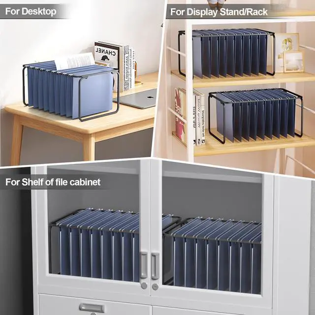 Alt view image 6 of 7 - 2 Sets Upgraded Adjustable Hanging File Folder Frame,Legal/Letter Size,Length Adjusted 16 to 25 inches,Heavy Duty Steel File Drawer/Cabinet Organizer Insert, Hanging Folder Holder,12.598" W X 9.45" H