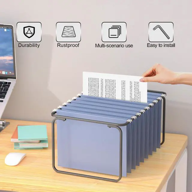 Alt view image 7 of 7 - 2 Sets Upgraded Adjustable Hanging File Folder Frame,Legal/Letter Size,Length Adjusted 16 to 25 inches,Heavy Duty Steel File Drawer/Cabinet Organizer Insert, Hanging Folder Holder,12.598" W X 9.45" H