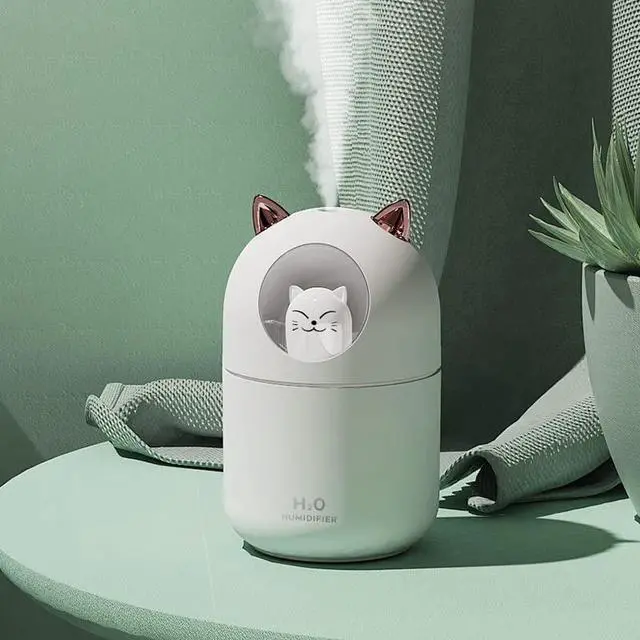 Alt view image 3 of 6 - Portable Small Humidifier, 300ml Mini Cool Mist Humidifier with Night Light, USB Personal Humidifier Auto Shut-Off, Ultra-Quiet, 2 Spray Modes, Suitable for Home Office Travel(white)