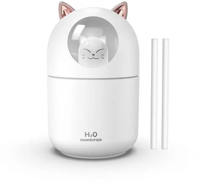Main image of Portable Small Humidifier, 300ml Mini Cool Mist Humidifier with Night Light, USB Personal Humidifier Auto Shut-Off, Ultra-Quiet, 2 Spray Modes, Suitable for Home Office Travel(white)
