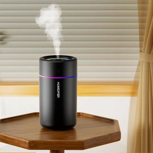 Alt view image 4 of 5 - Portable Mini Humidifier, Colorful, Cool Mist, USB Powered. Perfect for Bedroom, Office & Car (Black)