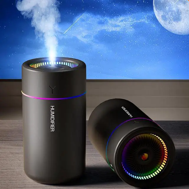 Alt view image 5 of 5 - Portable Mini Humidifier, Colorful, Cool Mist, USB Powered. Perfect for Bedroom, Office & Car (Black)