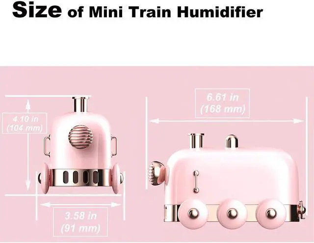 Alt view image 4 of 5 - Portable Mini Humidifier, 300ml Cute Train Small Humidifier, Cool Mist Diffuser for Desktop / Office / Bedroom, Ultra Quiet, LED Light Function, USB Charge, Auto Shut Off