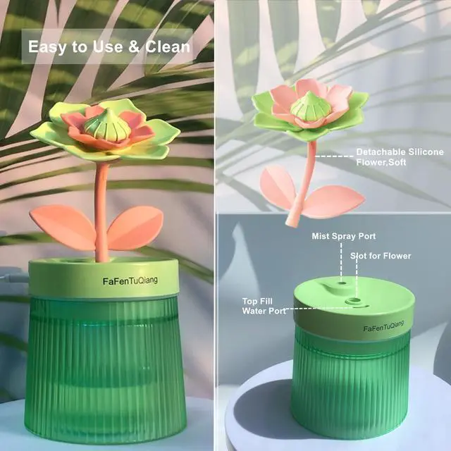 Alt view image 5 of 6 - Desk Mini Humidifier, Personal Small Humidifier Diffuser 260ml Portable with Colorful Light Cool Mist,Quiet, Auto Off, Top Fill Air Humidifiers,for Plants,Home,Office,Travel,Work,Women, Birthday