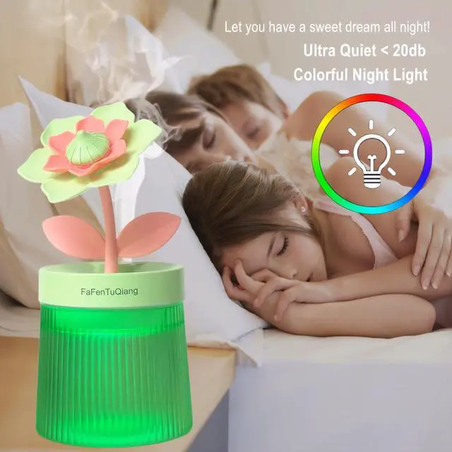 Alt view image 4 of 6 - Desk Mini Humidifier, Personal Small Humidifier Diffuser 260ml Portable with Colorful Light Cool Mist,Quiet, Auto Off, Top Fill Air Humidifiers,for Plants,Home,Office,Travel,Work,Women, Birthday