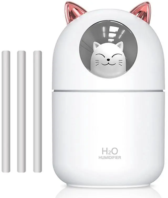 Main image of Portable Small Humidifier, 300ml Mini Cool Mist Humidifier with Night Light, USB Personal Humidifier Auto Shut-Off, Ultra-Quiet, 2 Spray Modes, Suitable for Home Office Travel