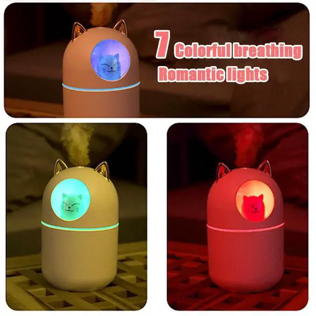 Alt view image 3 of 6 - Portable Small Humidifier, 300ml Mini Cool Mist Humidifier with Night Light, USB Personal Humidifier Auto Shut-Off, Ultra-Quiet, 2 Spray Modes, Suitable for Home Office Travel