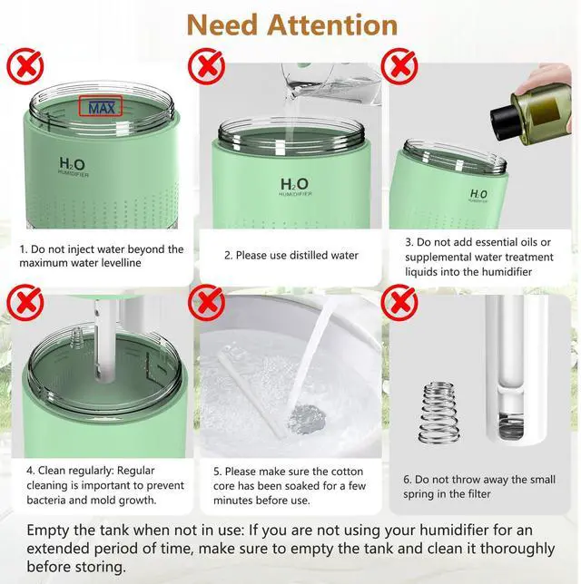 Alt view image 7 of 7 - Small Humidifiers for Bedroom 350ml Mini Portable Humidifier for Travel Plants Humidifier, Humidificador for Bedroom Plants Travel Office Desk Car Light Green