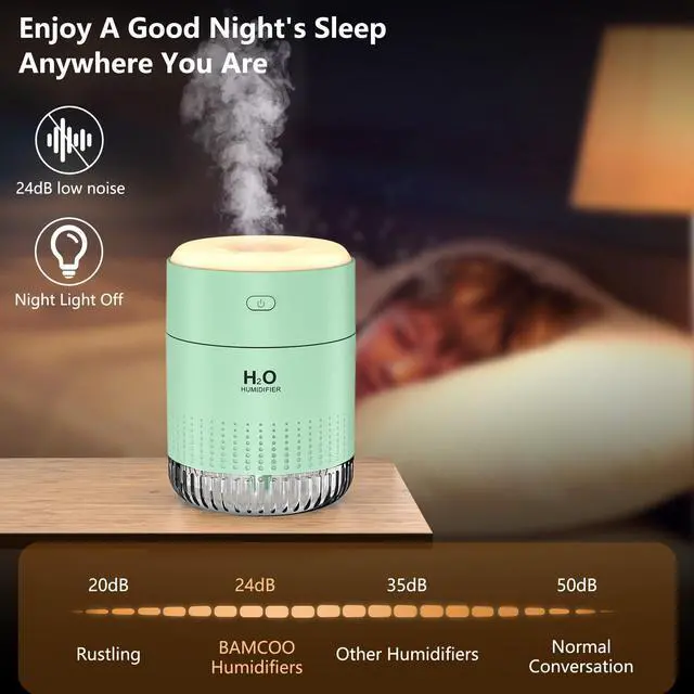 Alt view image 6 of 7 - Small Humidifiers for Bedroom 350ml Mini Portable Humidifier for Travel Plants Humidifier, Humidificador for Bedroom Plants Travel Office Desk Car Light Green