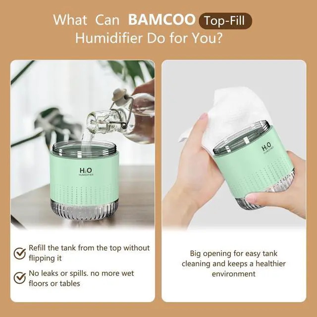 Alt view image 3 of 7 - Small Humidifiers for Bedroom 350ml Mini Portable Humidifier for Travel Plants Humidifier, Humidificador for Bedroom Plants Travel Office Desk Car Light Green