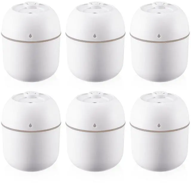 Main image of 6 Pcs Portable Small Humidifier USB Personal Desktop 220 ml Mini Humidifier for Bedroom Plants Car Office Room Home Travel (White)