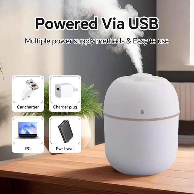 Alt view image 4 of 6 - 6 Pcs Portable Small Humidifier USB Personal Desktop 220 ml Mini Humidifier for Bedroom Plants Car Office Room Home Travel (White)