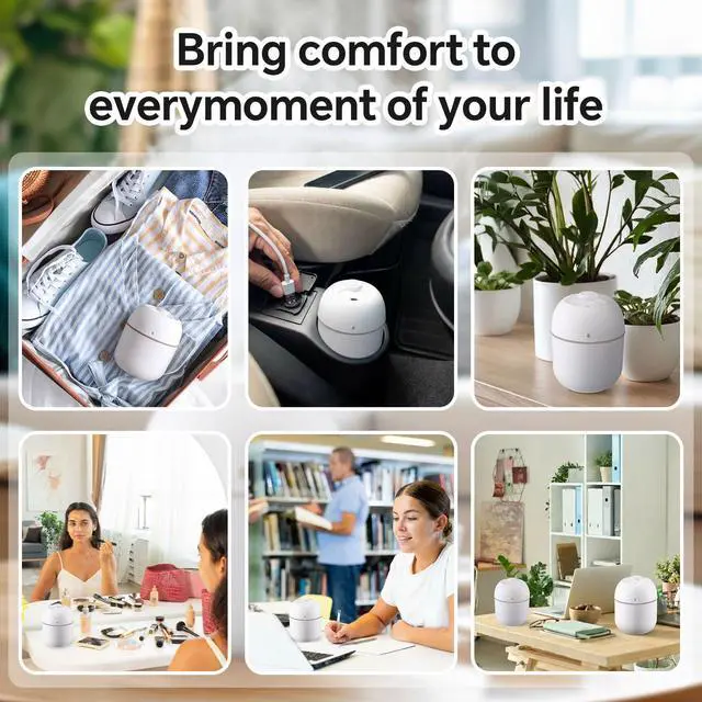Alt view image 6 of 6 - 6 Pcs Portable Small Humidifier USB Personal Desktop 220 ml Mini Humidifier for Bedroom Plants Car Office Room Home Travel (White)