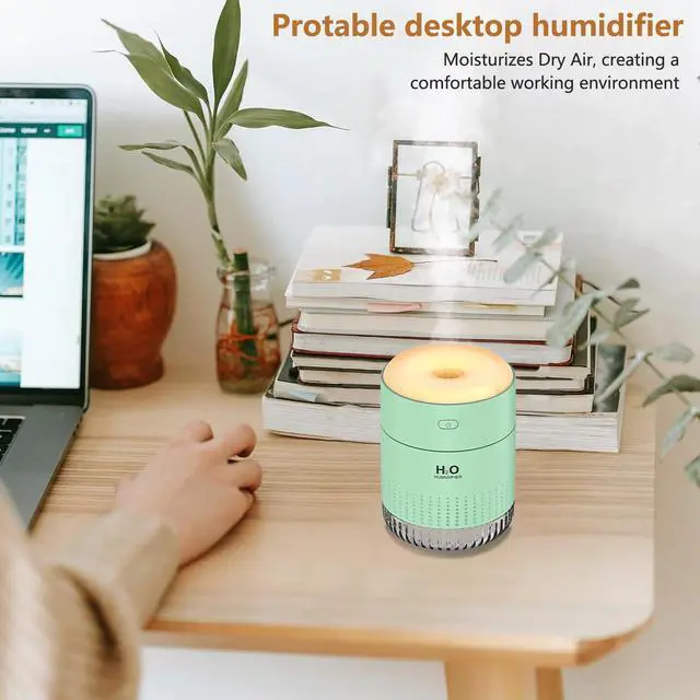 Alt view image 5 of 7 - Small Humidifiers for Bedroom 350ml Mini Portable Humidifier for Travel Plants Humidifier, Humidificador for Bedroom Plants Travel Office Desk Car Light Green