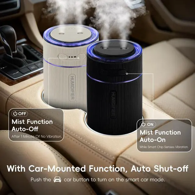 Alt view image 7 of 7 - Portable Small Humidifiers for Travel, Mini Air Ultrasonic Humidifier with Filter Element - Cool Mist, Whisper Quiet, Nightlight, 350ML Tank, Car Modes, Perfect for Baby, Bedroom, Hotel, Desk, Plants