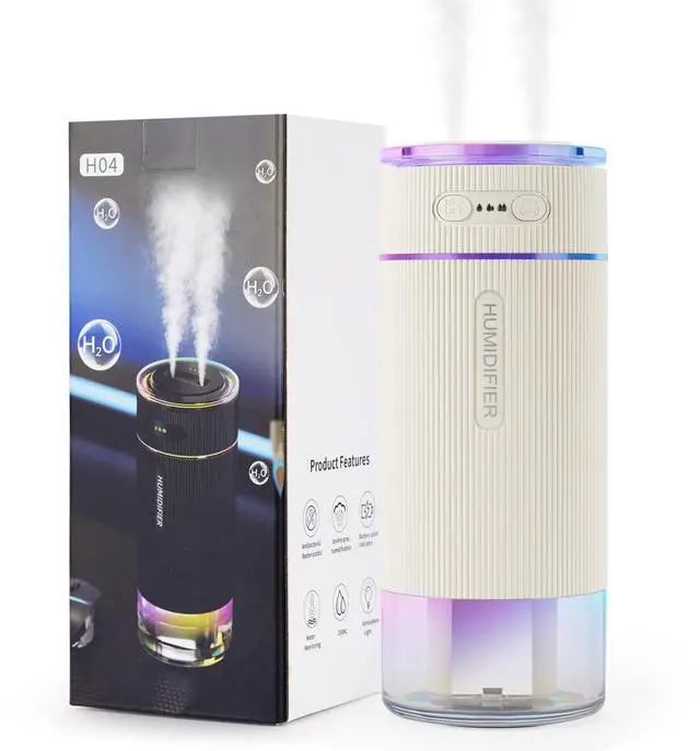 Main image of Portable Small Humidifiers for Travel, Mini Air Ultrasonic Humidifier with Filter Element - Cool Mist, Whisper Quiet, Nightlight, 350ML Tank, Car Modes, Perfect for Baby, Bedroom, Hotel, Desk, Plants