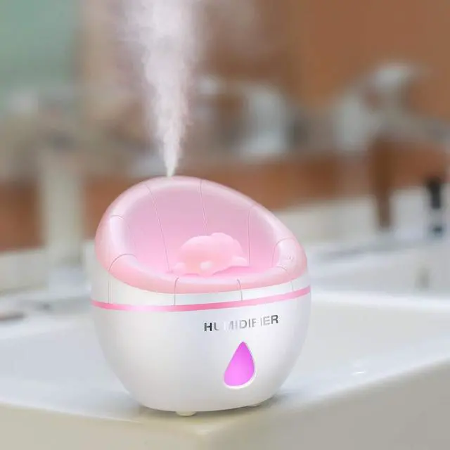 Alt view image 2 of 5 - USB Small Sofa Humidifier, Mini Cool Humidifier 350ml Water Volume, One Touch Shut-Off for Home Office Bedroom (Pink)