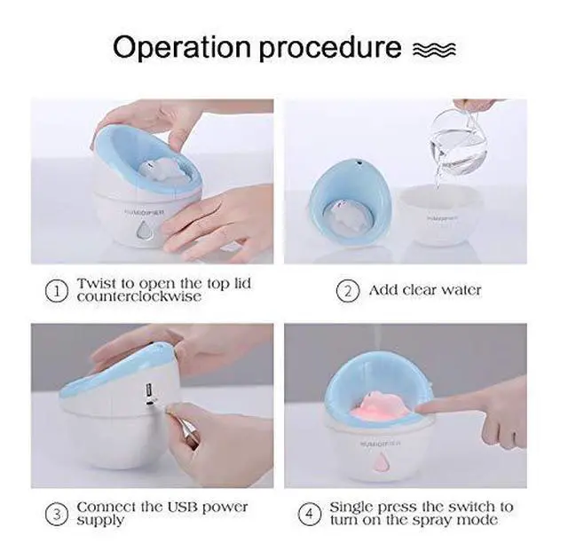 Alt view image 4 of 5 - USB Small Sofa Humidifier, Mini Cool Humidifier 350ml Water Volume, One Touch Shut-Off for Home Office Bedroom (Pink)