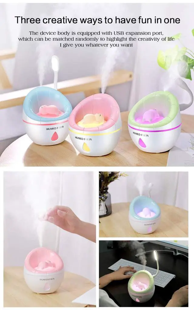 Alt view image 5 of 5 - USB Small Sofa Humidifier, Mini Cool Humidifier 350ml Water Volume, One Touch Shut-Off for Home Office Bedroom (Pink)