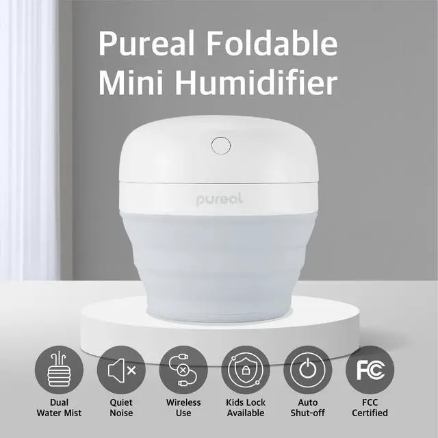 Alt view image 2 of 6 - Foldable Mini Humidifier, 500ML Portable Small Cool Mist for up to 10 Hrs, for Baby Bedroom Travel Office Home, Auto Shut-Off, 3 Mist Modes, Super Quiet