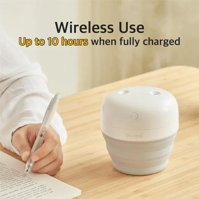 Alt view image 5 of 6 - Foldable Mini Humidifier, 500ML Portable Small Cool Mist for up to 10 Hrs, for Baby Bedroom Travel Office Home, Auto Shut-Off, 3 Mist Modes, Super Quiet