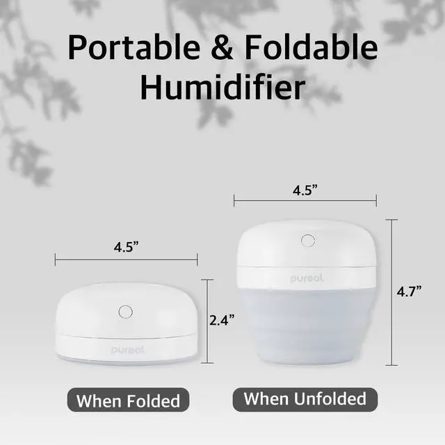Alt view image 6 of 6 - Foldable Mini Humidifier, 500ML Portable Small Cool Mist for up to 10 Hrs, for Baby Bedroom Travel Office Home, Auto Shut-Off, 3 Mist Modes, Super Quiet