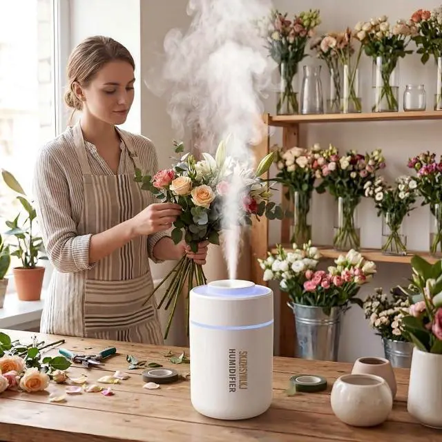 Alt view image 2 of 7 - Mini Humidifier - 7-Color LED Night Light, 2-in-1 Aroma Diffuser & Humidifier, USB Portable, 4H/8H Timer, Safe Auto Shut-Off, Ideal for Home Office Car Gift (white, 2.8 * 2.8 * 4.1)