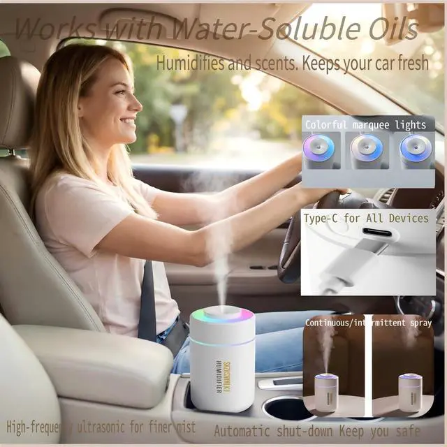 Alt view image 4 of 7 - Mini Humidifier - 7-Color LED Night Light, 2-in-1 Aroma Diffuser & Humidifier, USB Portable, 4H/8H Timer, Safe Auto Shut-Off, Ideal for Home Office Car Gift (white, 2.8 * 2.8 * 4.1)
