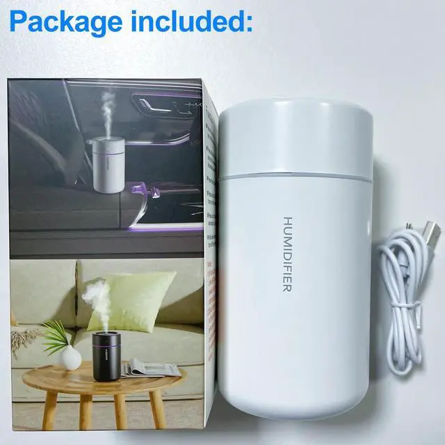 Alt view image 7 of 7 - Mini Humidifier, USB Personal Desktop Humidifier for RV, Office, Bedroom etc. Auto Shut-Off, 2 Mist Modes, Super Quiet - (White)
