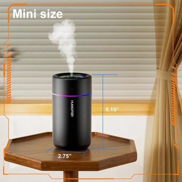 Alt view image 6 of 7 - Mini Humidifier, USB Personal Desktop Humidifier for RV, Office, Bedroom etc. Auto Shut-Off, 2 Mist Modes, Super Quiet - (White)