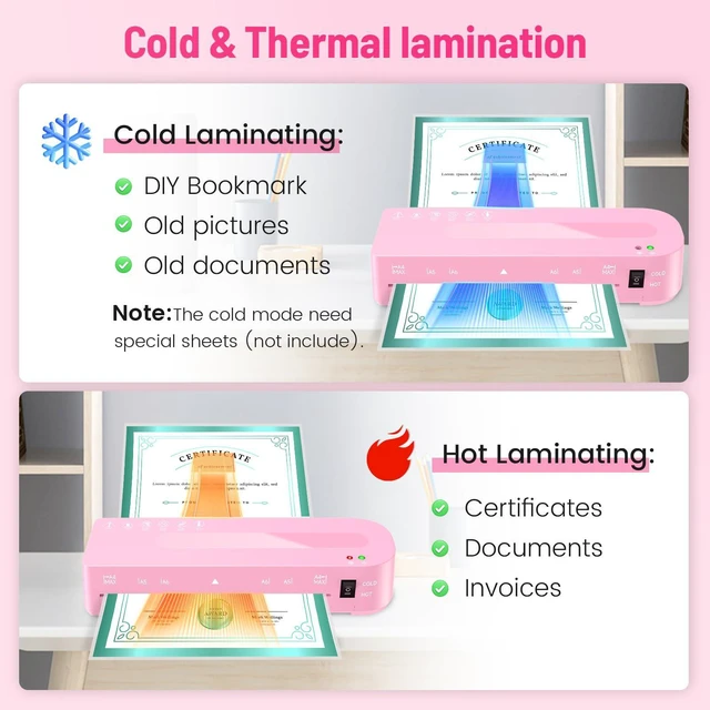 Alt view image 4 of 7 - 9 Inch Laminator Machine with 20 Laminating Sheets, Hot & Cold with Trimmer A4 Laminating Machine for Office, School, Business and Home