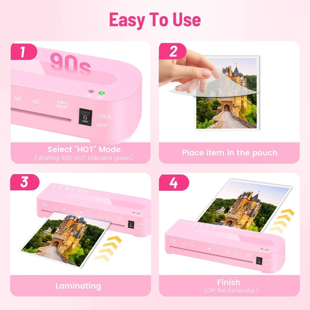 Alt view image 5 of 7 - 9 Inch Laminator Machine with 20 Laminating Sheets, Hot & Cold with Trimmer A4 Laminating Machine for Office, School, Business and Home