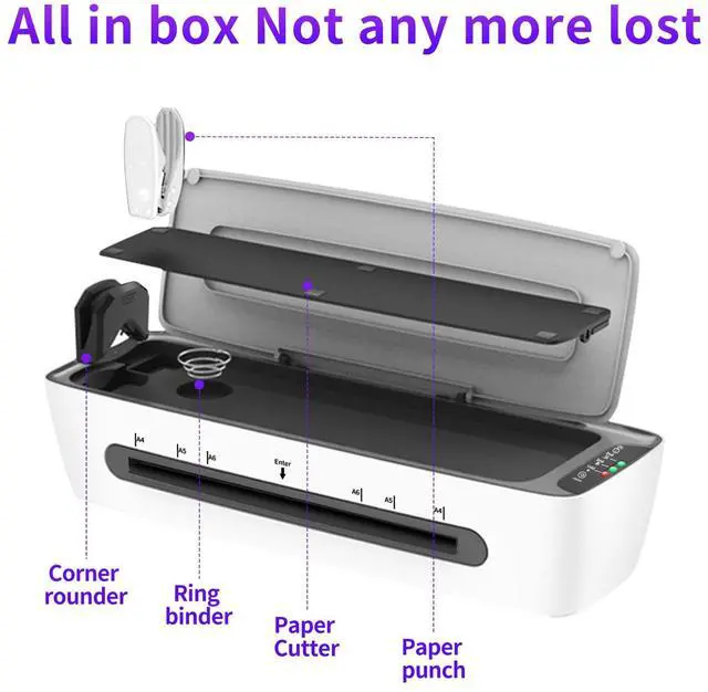 Alt view image 2 of 7 - 9 Inch A4 Thermal Laminator, 1 Min Preheat 450mm/min Fast Speed, 6-in-1 Hot Cold Laminator, Anti-Jam, 3-6 mil Supported with 12 Laminating Pouches for Home Office School