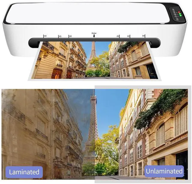 Alt view image 7 of 7 - 9 Inch A4 Thermal Laminator, 1 Min Preheat 450mm/min Fast Speed, 6-in-1 Hot Cold Laminator, Anti-Jam, 3-6 mil Supported with 12 Laminating Pouches for Home Office School