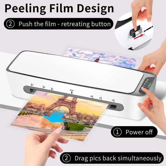 Alt view image 6 of 7 - 9 Inch A4 Thermal Laminator, 1 Min Preheat 450mm/min Fast Speed, 6-in-1 Hot Cold Laminator, Anti-Jam, 3-6 mil Supported with 12 Laminating Pouches for Home Office School