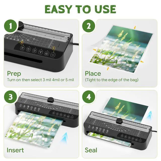 Alt view image 7 of 7 - 9-Inch Laminator Machine,A4 Cold & Thermal Laminator Machine,85-Second Quick Heat-Up,Thermal Lamination ABS Jam-Release,40 Pouches,Paper Cutter & Corner Rounder - Perfect for Teachers, Home & Office