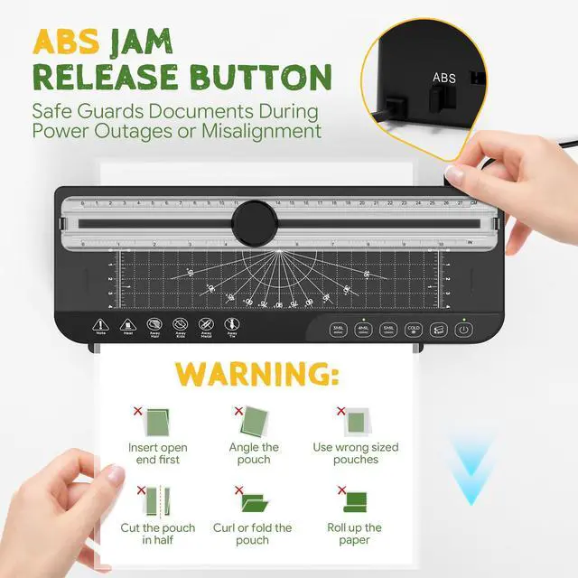 Alt view image 5 of 7 - 9-Inch Laminator Machine,A4 Cold & Thermal Laminator Machine,85-Second Quick Heat-Up,Thermal Lamination ABS Jam-Release,40 Pouches,Paper Cutter & Corner Rounder - Perfect for Teachers, Home & Office
