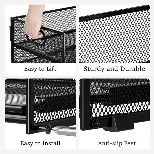 Alt view image 6 of 7 - 2-Pack 6-Tier Paper Tray Organizer for Desk - Black Mesh File Folder Sorter with Handles, Desk Letter Holder for Office, Home, School Supplies Storage & Organization