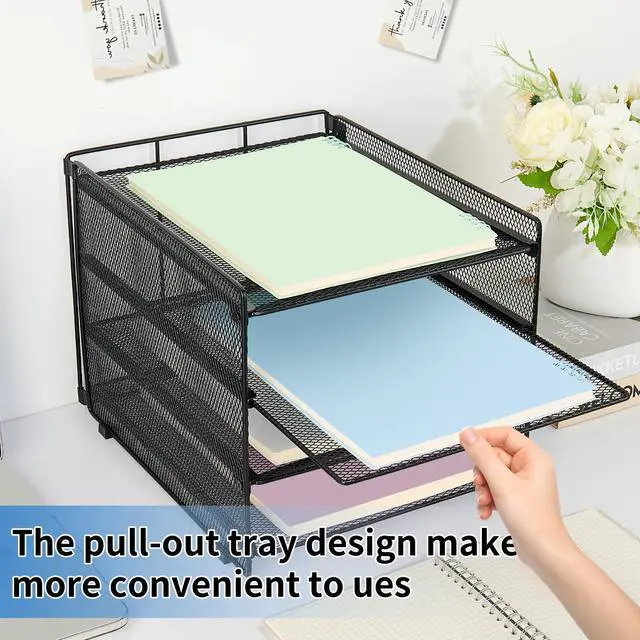 Alt view image 5 of 7 - 4-Tier Paper Organizer Letter Tray, Desk Organizers and Accessories, Office Desk Accessories, Desktop File Organizer for Office, Home or School, Black
