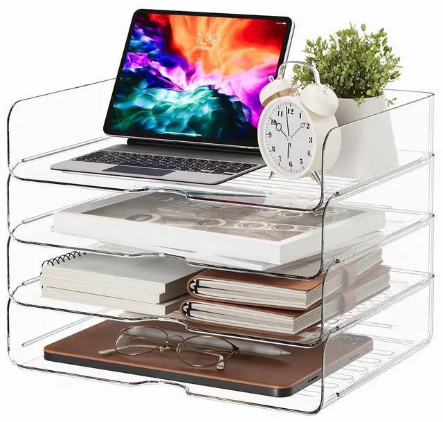 Main image of Large Capacity Desk Organizer, 4 Tier Paper Organizer, File Organizer for Desk, Stackable Paper Tray for Office, Home and School