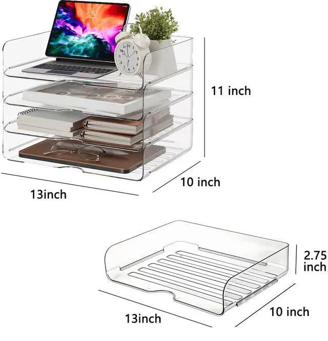 Alt view image 6 of 7 - Large Capacity Desk Organizer, 4 Tier Paper Organizer, File Organizer for Desk, Stackable Paper Tray for Office, Home and School