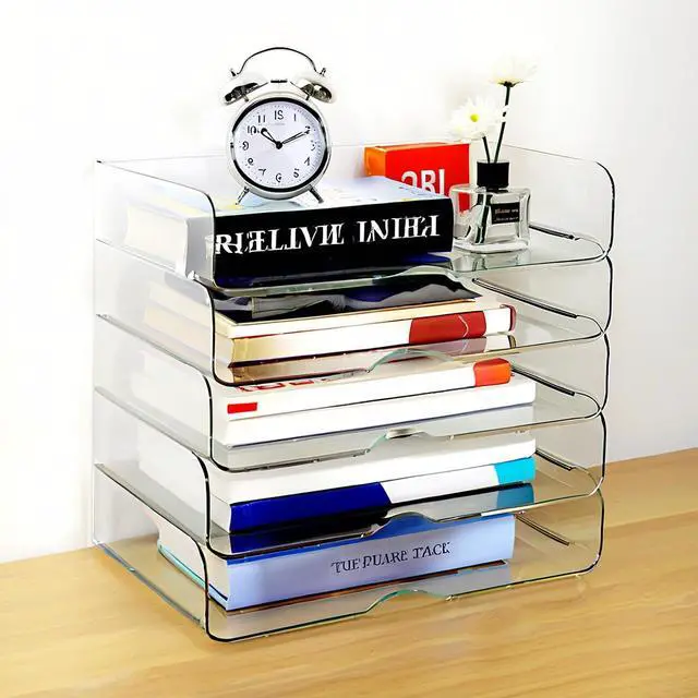 Alt view image 7 of 7 - Large Capacity Desk Organizer, 4 Tier Paper Organizer, File Organizer for Desk, Stackable Paper Tray for Office, Home and School