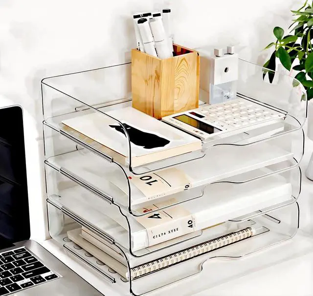Alt view image 4 of 7 - Large Capacity Desk Organizer, 4 Tier Paper Organizer, File Organizer for Desk, Stackable Paper Tray for Office, Home and School