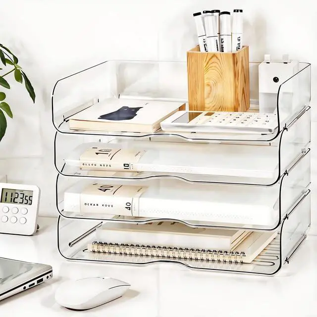 Alt view image 5 of 7 - Large Capacity Desk Organizer, 4 Tier Paper Organizer, File Organizer for Desk, Stackable Paper Tray for Office, Home and School