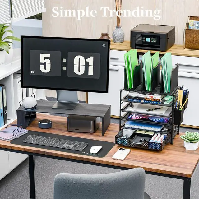 Alt view image 5 of 7 - 5 Tier Mesh Desk File Organizer, Paper Letter Tray File Holder with Sliding Drawer Organizer for Office Home, Black