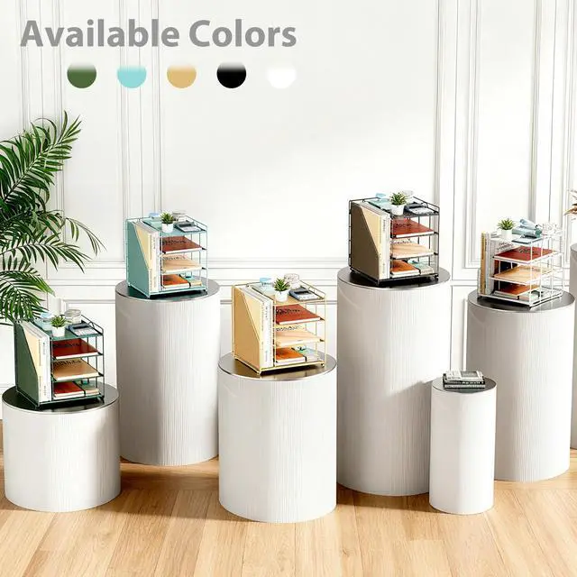 Alt view image 7 of 7 - Desk Organizer, 4-Tier Metal File Organizer for Desk with Vertical File Holder, Office Accessories and Desktop Storage for Office Supplies (Black)