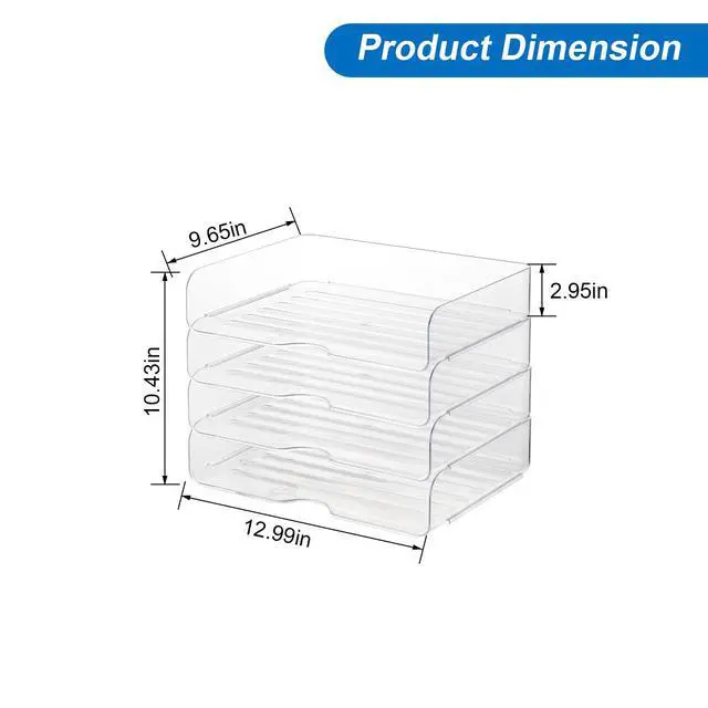 Alt view image 7 of 7 - Desk Organizer and Storage,4-Tier Paper Letter Tray Organizers,Stackable Clear Desktop Organizer for Documents,Book Magazine Storage,Office Supplies, (Clear,4 Pack)